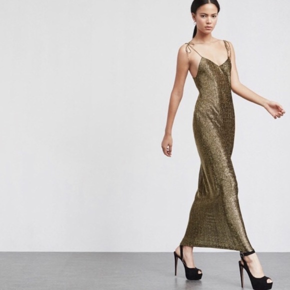 Reformation Gold Metallic Daiquiri Dress Size XXS - Picture 3 of 8